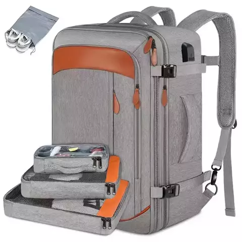 Grande capacidade de viagem expansível grande mala mochilas com 4 cubos embalagem resistente à água bagagem mochila mochila - comprar online