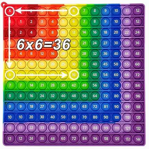 Brinquedos coloridos da inquietação da bolha do impulso da multiplicação 12x12, recursos de ensino da matemática da tabela dos tempos brinquedos educativos presentes para crianças