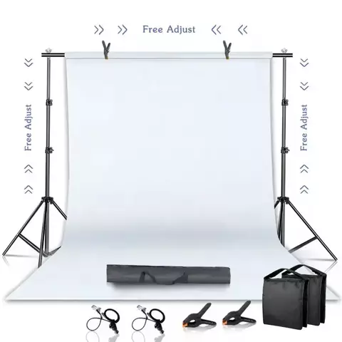 Kit de fundo Shadjustable com sistema de suporte, cenários, três pano de fundo para Photo Studio, moldura de tela verde