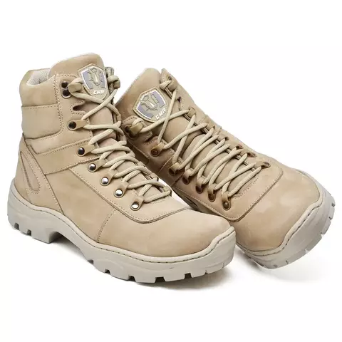 Bota Coturno Couro Masculina Adventure Areia Cano Baixo Lagune Cmr Shoes