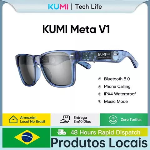 Kumi meta v1 óculos inteligentes quebrar imaginação audiovisual criar óculos bluetooth ipx4 à prova d' água bluetooth chamada telefônica