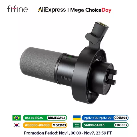 Fifine Usb/xlr Dynamic Microphone With Shock Mount,touch-mute,headphone Jack&volume Control,for pc or Sound Card Recording -k688