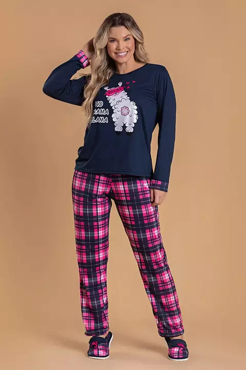 Pijama Feminino Lhama Marinho