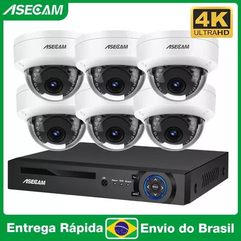 ASECAM 8MP 4K Camera de Segurança Externa IK10 Prova de Explosão Detecção Humana Câmera de vigilância Kit Do Brasil