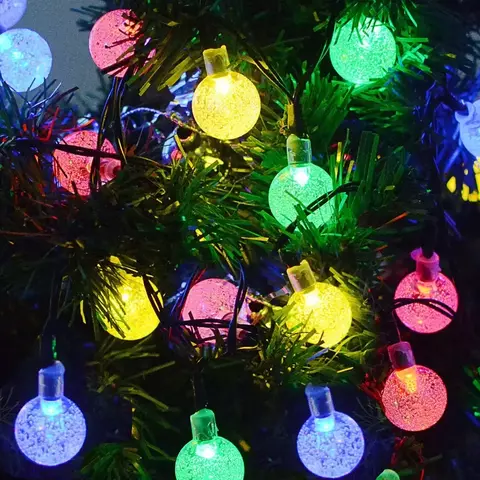 Crystal Globe LED Outdoor Solar String Lights, Powered Fairy Light, Decoração do jardim, feriado, festa de Natal, 9,5 m