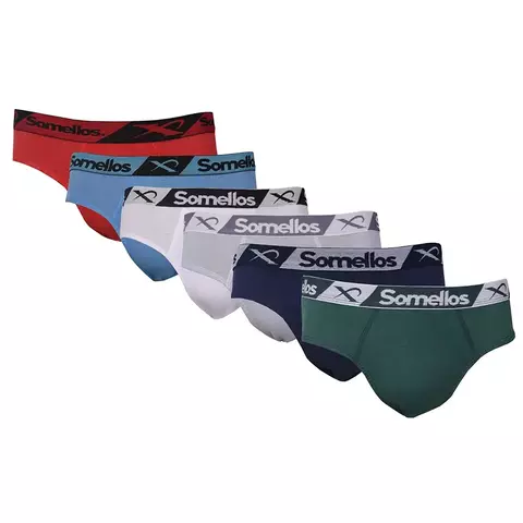 Kit 12 Cuecas Slip Somellos em Algodão Liso Infantil