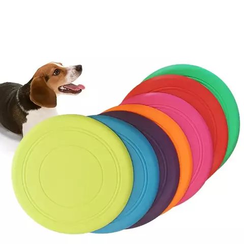 7 cores silicone disco voador engraçado cão gato brinquedo cão jogo discos voadores resistente mastigar filhote de cachorro treinamento interativo suprimentos para animais de estimação