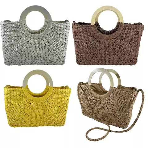 Bolsa Palha Praia Passeio Resistente Grande Luxo Parque Lazer Viagem Forro Ziper Lançamento