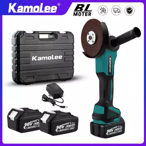 Moedor de ângulo de carregamento sem fio Kamolee 125MM 18500RPM, ferramenta de corte/polimento elétrica sem escova portátil ajustável de 4 velocidades, compatível com baterias Makita 18V-21V