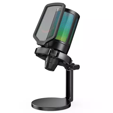 Ampligame by Fifine USB Gamer Microphone With Rgb,gain Knob,touch Mute,streaming Podcast Condenser mic for Pc,switch,ps5-a6neo