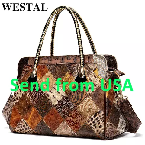 Westal bolsas de couro das mulheres bolsas de ombro para bolsa de couro genuíno feminina designer bolsas de mão boho bolsa totes 496