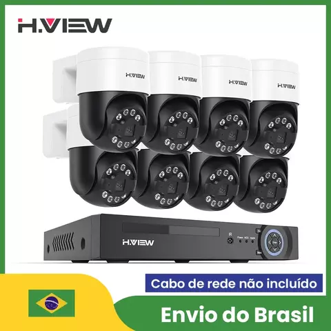 H. view Kit 8 câmeras Segurança ptz 4K 8mp 5mp cctv sistemas de câmeras de segurança em casa kit de vigilância de vídeo ao ar livre áudio câmera ip poe nvr conjunto xmeye app