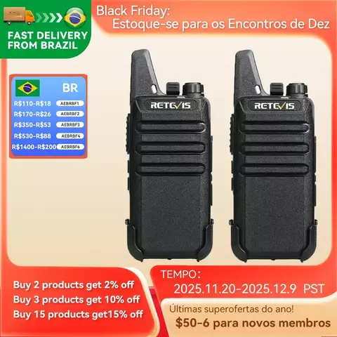 Retevis RT622 Mini Walkie Talkie 2 unidades PMR446 Rádio portátil bidirecional PTT Walkie talkies Rádio de comunicação para restaurante e hotel