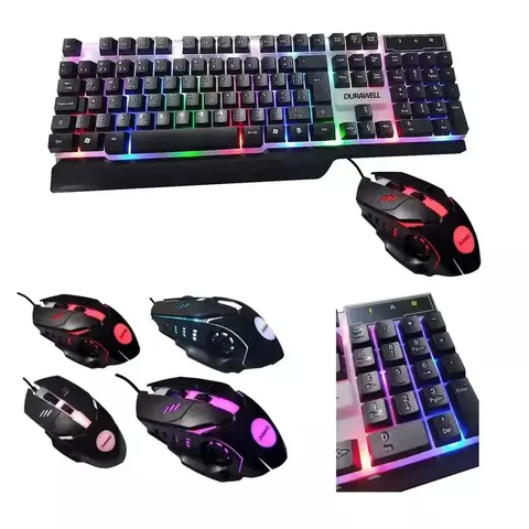 Kit De Teclado E Mouse Gamer Durawell Dw-550 Português Brasil Teclado Branco E Preto, Mouse Preto