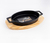 Fuente oval de hierro base de madera
