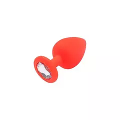 Plug Anal Redondo em Silicone com Pedra - Vermelho