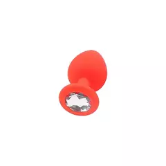 Plug Anal Redondo em Silicone com Pedra - Vermelho - comprar online