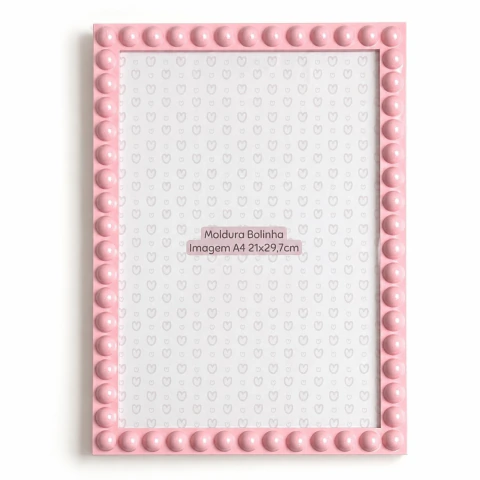 Quadro Moldura de Bolinha A4 Rosa