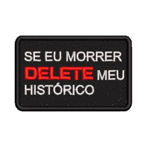 Patch Bordado DELETE MEU HISTÓRICO 9x6cm - comprar online