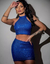 Conjunto crooped e saia paetê