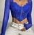 Corset tule rendado manga longa