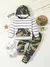 Com capuz listrado casual para bebê, calça camuflada, criança infantil, conju