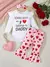 Bebê recém-nascido menina conjunto de roupas carta impressão macacão coração bell-bottoms bandana 3 pçs da criança do bebê roupas da menina dia dos namorados - comprar online