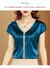 Blusa casual solta de cetim feminina, camisa de manga curta, moda sólida, borla - Irislandia Variedades