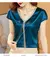 Imagem do Blusa casual solta de cetim feminina, camisa de manga curta, moda sólida, borla