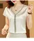 Blusa casual solta de cetim feminina, camisa de manga curta, moda sólida, borla na internet