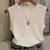 Colete feminino de malha de seda gelo, regata de ginástica, gola redonda, camis - Irislandia Variedades