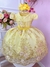 Vestido Infantil Amarelo C/ Renda Realeza Cinto Pérolas (1100AA) - loja online