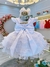 Vestido Infantil Batizado Branco Saia Com Babados Luxo (4004BC) na internet