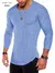 Suéter masculino de malha com base fina e bainha curvada, gola redonda, ajuste