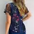 Imagem do Elegante floral bordado perspectiva blusa de malha feminina, manga curta, tops c