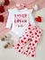 Bebê recém-nascido menina conjunto de roupas carta impressão macacão coração bell-bottoms bandana 3 pçs da criança do bebê roupas da menina dia dos namorados - comprar online