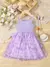 Elegante sem mangas Cami Princess Dress, Decoração Borboleta, Malha Emenda, Ro na internet