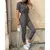 Macacão feminino com cinto monocromático, calças casuais, gola flip, fivela, - comprar online