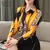 Blusas de chiffon leopardo para mulheres, camisas de manga compridas para senhor