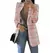 Casaco xadrez de gola slim fit feminino, cardigan, moda, outono, inverno, 2023 - loja online