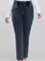 Calça jeans feminina casual plus size, cintura alta, slim fit, confortável, el - Irislandia Variedades