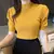 Coreano blusa de manga puff de malha para as mulheres, magro regata, camisa casu - loja online