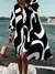 Vestido longo de manga Batwing feminino, vestidos soltos, gola virada para baixo
