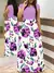 2023 estilo europeu e americano floral impressão cor combinando vestido de mang