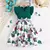 Vestido de princesa sem mangas para crianças, verde esmeralda, vestido floral p