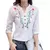 Blusa feminina de algodão e linho com decote em V, camisa OL, meia manga, branc - comprar online
