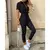 Macacão feminino com cinto monocromático, calças casuais, gola flip, fivela, - comprar online