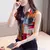 Cardigan casual solto para as mulheres, camisa sem mangas chiffon, tops impresso
