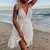 Vestido branco para mulheres, bordado elegante, decote em v, vestido de praia, r - loja online