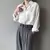 Blusa de manga longa vintage para mulheres, tops brancos casuais soltos, camisa